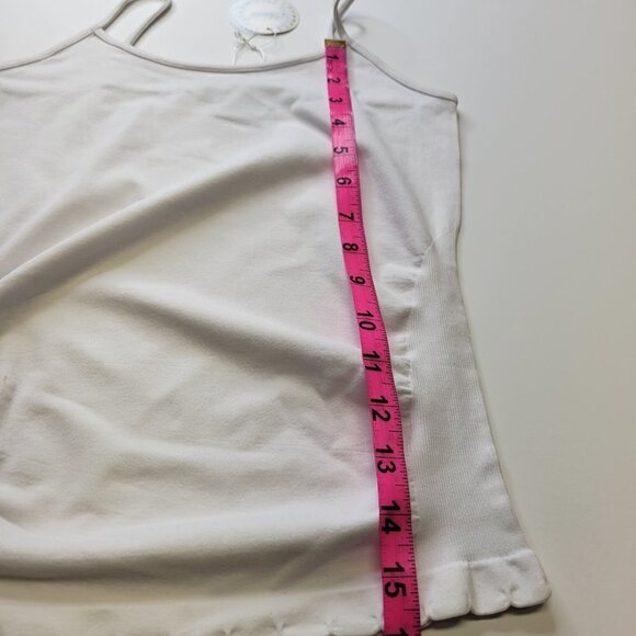 WHITE Spaghetti Strap Tank Top Spandex Fitted Camisole- One Size- NEW - Picture 4 of 6